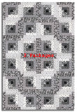 Riley Blake Pre-Cut 12-Block Log Cabin Quilt Kit - Ink & Ivory - Charcoal