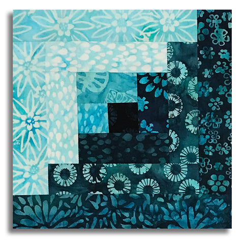 Anthology Batik Pre-Cut 12 Block Log Cabin Quilt Kit - Lagoon 2