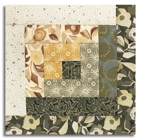 Windham Pre-Cut 12 Block Log Cabin Quilt Kit - Gleaned - Loden