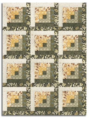 Windham Pre-Cut 12 Block Log Cabin Quilt Kit - Gleaned - Loden