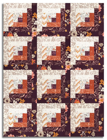 Moda Pre-cut 12 Block Log Cabin Quilt Kit - Foraged Found & Hand Me Down - Merlot