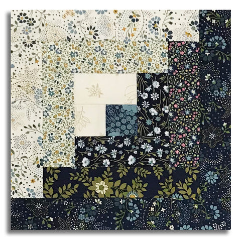 Moda Pre-cut 12 Block Log Cabin Quilt Kit - Chelsea Garden - Midnight