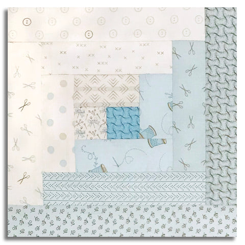 Andover Pre-Cut 12 Block Log Cabin Quilt Kit - Sewing Bird - Mist