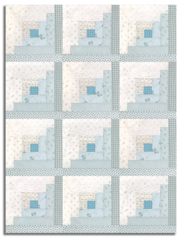 Andover Pre-Cut 12 Block Log Cabin Quilt Kit - Sewing Bird - Mist
