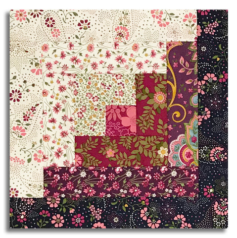 Moda Pre-cut 12 Block Log Cabin Quilt Kit - Chelsea Garden - Mulberry