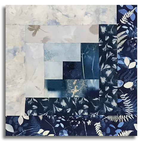 Clothworks Pre-Cut 12 Block Log Cabin Quilt Kit - Naturescape - Navy