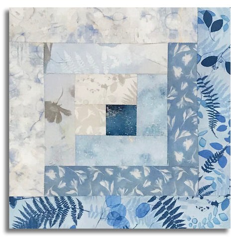 Clothworks Pre-Cut 12 Block Log Cabin Quilt Kit - Naturescape - Sky