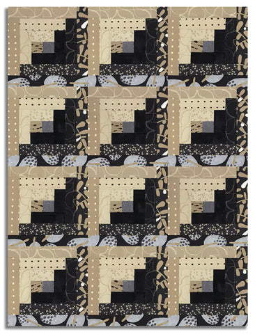 Moda Pre-cut 12 Block Log Cabin Quilt Kit - Mira - Onyx