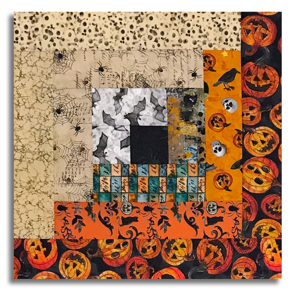 Clothworks Pre-Cut 12 Block Log Cabin Quilt Kit - Emerald Hollow - Orange