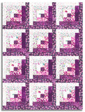 Matt's Moda Pre-cut 12 Block Log Cabin Quilt Kit - Fleur The Love - Plum