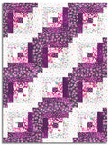 Matt's Moda Pre-cut 12 Block Log Cabin Quilt Kit - Fleur The Love - Plum