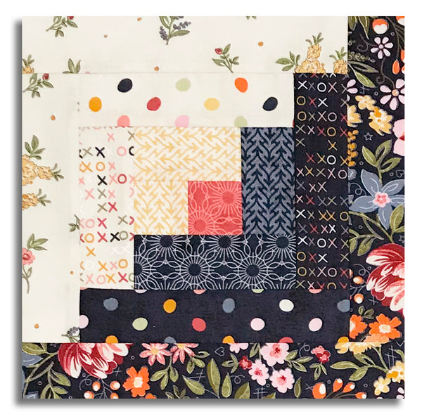 Moda Pre-cut 12 Block Log Cabin Quilt Kit - Fieldrush - Portobello
