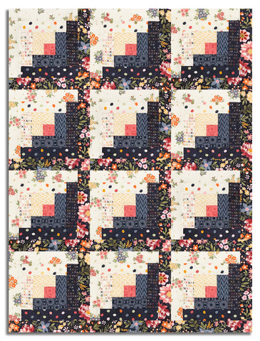 Moda Pre-cut 12 Block Log Cabin Quilt Kit - Fieldrush - Portobello