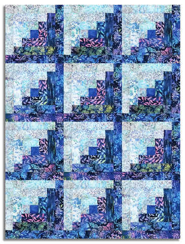 Matt's Hoffman Bali Batiks Pre-Cut 12 Block Log Cabin Quilt Kit - Mermaid Lagoon - Prism 2