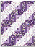 Matt's Clothworks Pre-Cut 12 Block Log Cabin Quilt Kit - Chateau En Fleur - Purple