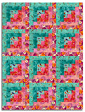 Clothworks Pre-cut 12 Block Log Cabin Quilt Kit - Lily Pond - Raspberry
