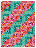 Clothworks Pre-cut 12 Block Log Cabin Quilt Kit - Lily Pond - Raspberry