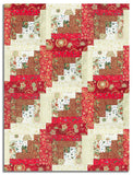 Andover/Makower Pre-Cut 12 Block Log Cabin Quilt Kit - Good Tidings - Red