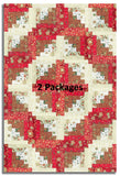Andover/Makower Pre-Cut 12 Block Log Cabin Quilt Kit - Good Tidings - Red