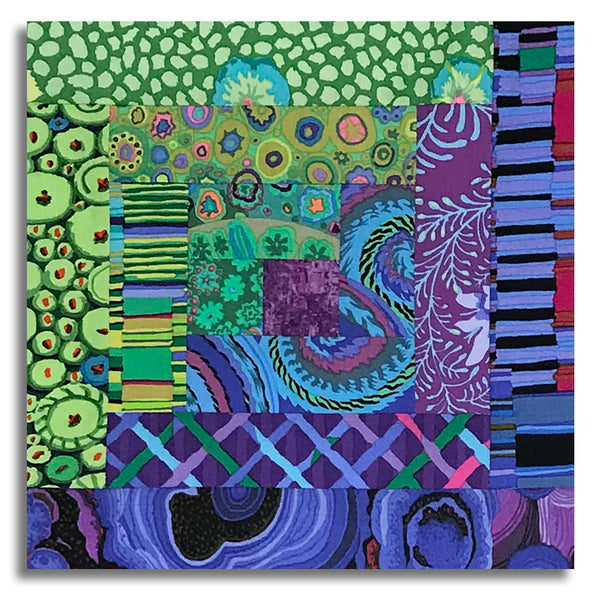 Free Spirit Kaffe Fassett Pre-cut 12 Block Log Cabin Quilt Kit - Royal Garden