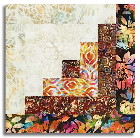 In The Beginning Pre-Cut 12 Block Log Cabin Quilt Kit - Halcyon II - Rust