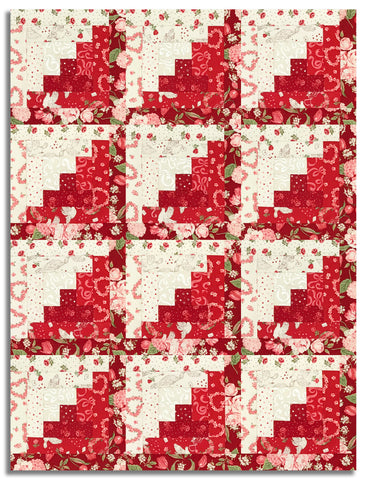 Matt's Moda Pre-cut 12 Block Log Cabin Quilt Kit - Je Taime - Scarlet