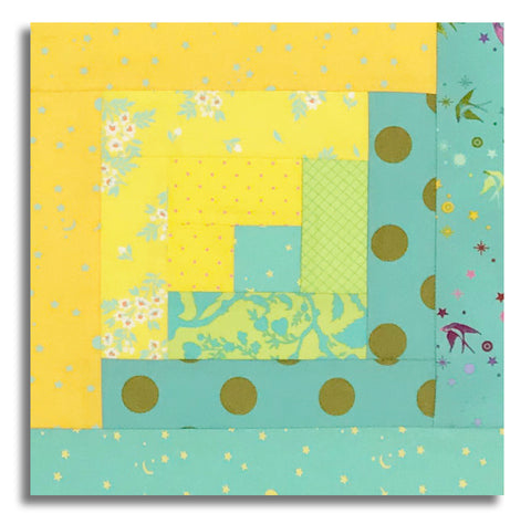 Free Spirit Pre-cut 12 Block Log Cabin Quilt Kit - Tula's True Colors - Seaglass