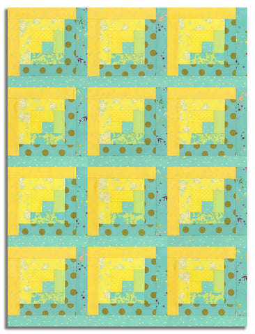 Free Spirit Pre-cut 12 Block Log Cabin Quilt Kit - Tula's True Colors - Seaglass