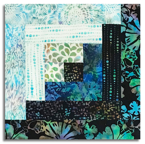 Matt's Hoffman Bali Batiks Pre-Cut 12 Block Log Cabin Quilt Kit - Mermaid Lagoon - Spectrum