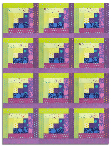 Free Spirit Pre-cut 12 Block Log Cabin Quilt Kit - Tula's True Colors - Thistle