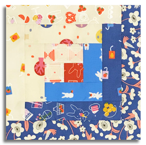 Moda Pre-cut 12 Block Log Cabin Quilt Kit - Persimmon - Twilight