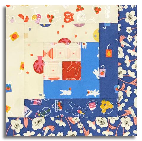 Moda Pre-cut 12 Block Log Cabin Quilt Kit - Persimmon - Twilight