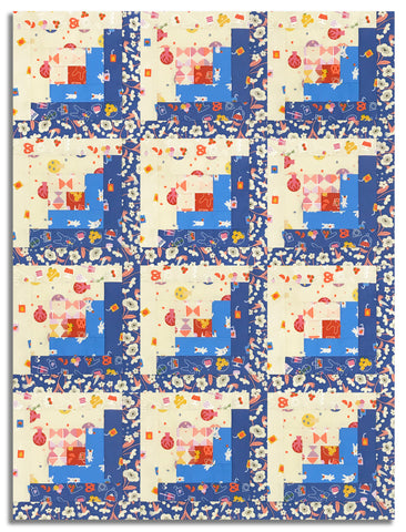 Moda Pre-cut 12 Block Log Cabin Quilt Kit - Persimmon - Twilight