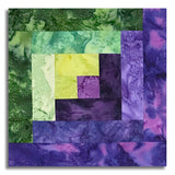 Hoffman Bali Batiks Pre-Cut 12 Block Log Cabin Quilt Kit - 1895 Watercolors - Violet Pine