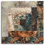 Northcott Pre-Cut 12 Block Log Cabin Quilt Kit - Stonehenge Rooted