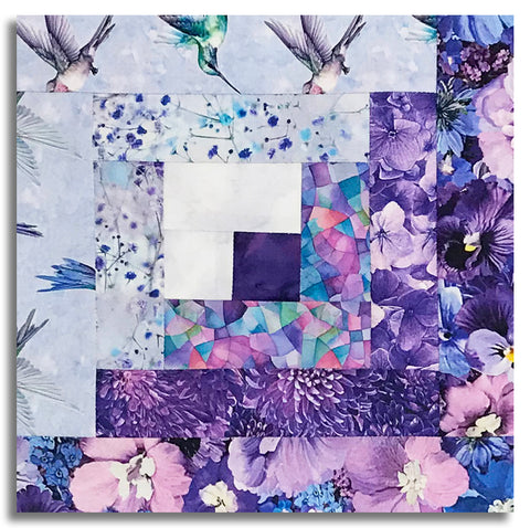 Timeless Treasures Pre-Cut 12 Block Log Cabin Quilt Kit - Garden Delight