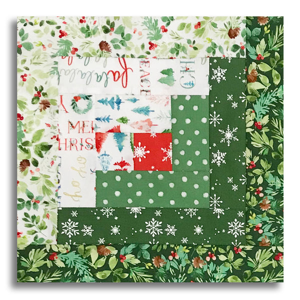 Clothworks Pre-cut 12 Block Log Cabin Quilt Kit - Santa Paws