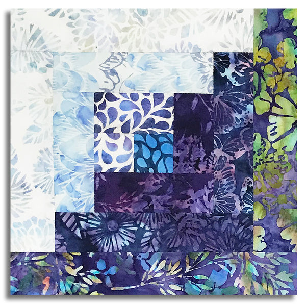 Hoffman Bali Batiks Pre-Cut 12 Block Log Cabin Quilt Kit - Dandelions At Dusk