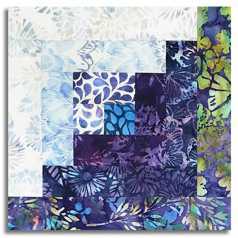 Hoffman Bali Batiks Pre-Cut 12 Block Log Cabin Quilt Kit - Dandelions At Dusk