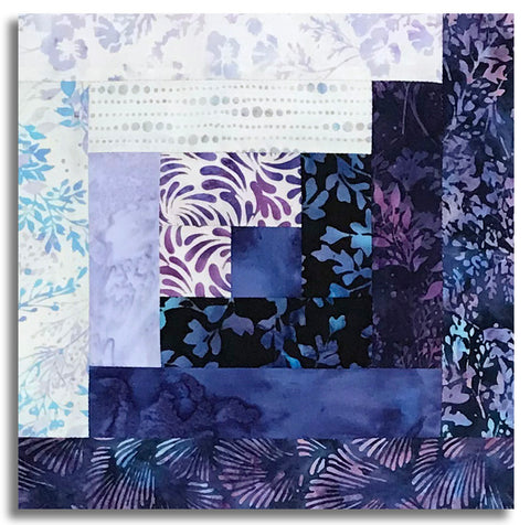 Matt's Hoffman Bali Batiks Pre-Cut 12 Block Log Cabin Quilt Kit - Violet Waves