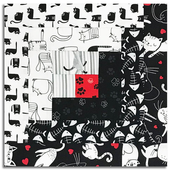Matt's Timeless Treasures Pre-Cut 12 Block Log Cabin Quilt Kit - Smitten Kitten