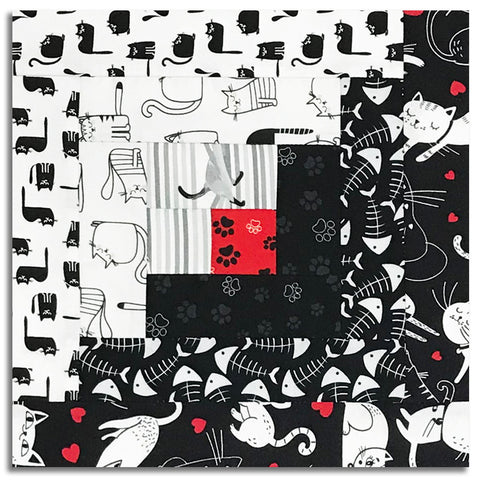 Matt's Timeless Treasures Pre-Cut 12 Block Log Cabin Quilt Kit - Smitten Kitten