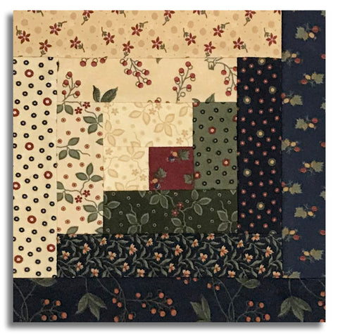 Moda Kansas Troubles Quilters Pre-cut 12 Block Log Cabin Quilt Kit - Flannel Season - Indigo