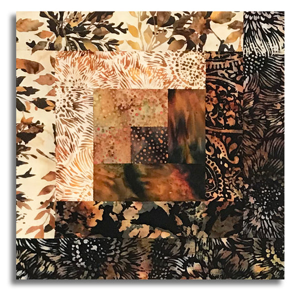 Hoffman Bali Batiks Pre-Cut 12 Block Log Cabin Quilt Kit - Coffee Shoppe
