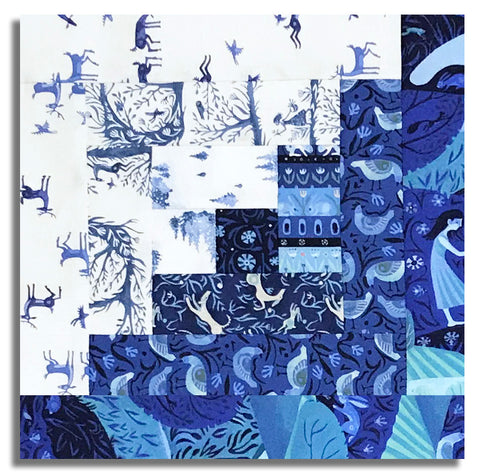 Matt's Free Spirit Pre-cut 12 Block Log Cabin Quilt Kit - Azul