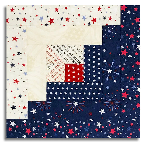 Wilmington Pre-Cut 12 Block Log Cabin Quilt Kit - Founding Glory