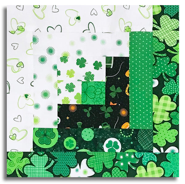 Northcott Pre-Cut 12 Block Log Cabin Quilt Kit - Paddy's Parade
