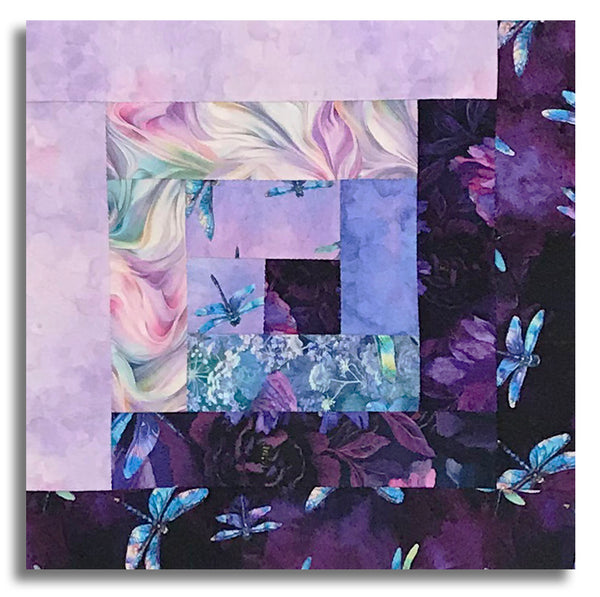 Timeless Treasures Pre-Cut 12 Block Log Cabin Quilt Kit - Dragonfly Mist