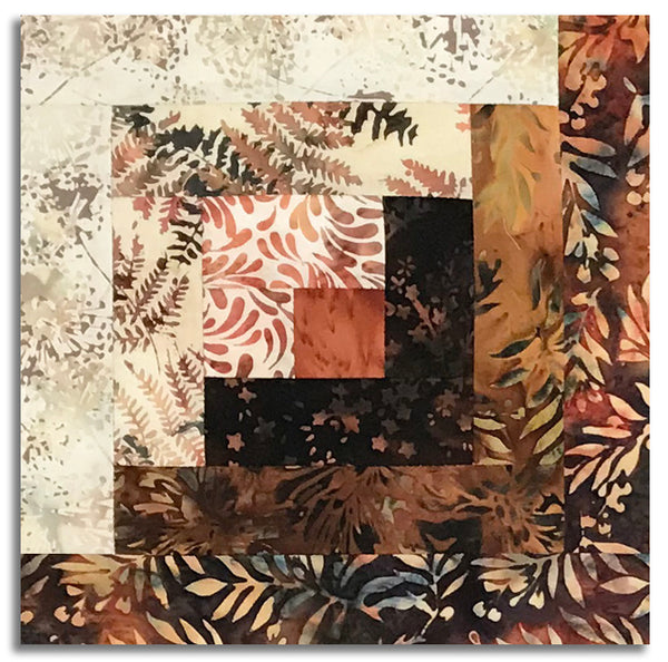 Matt's Hoffman Bali Batiks Pre-Cut 12 Block Log Cabin Quilt Kit - Fall Into You - Harvest