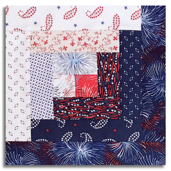 Andover Pre-Cut 12 Block Log Cabin Quilt Kit - Americana
